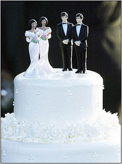 wedding cake with same sex partner toppers (By: patheos.com)